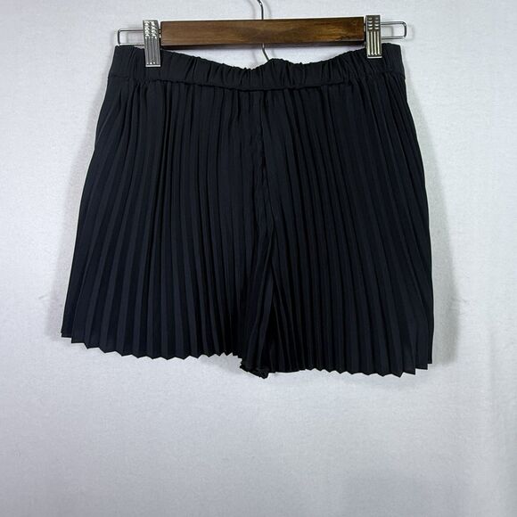 NEW A.L.C Black Accordion Pleated 3" Pull On Dress Shorts Size 0 Pockets Boho - Picture 3 of 9